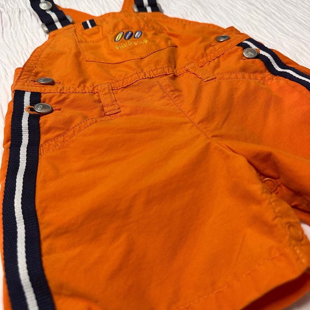 Gymboree‎ Vintage Y2K 2001 Overalls Surfs Up Orange Navy Cotton Blend 0-3 Months - Picture 2 of 10